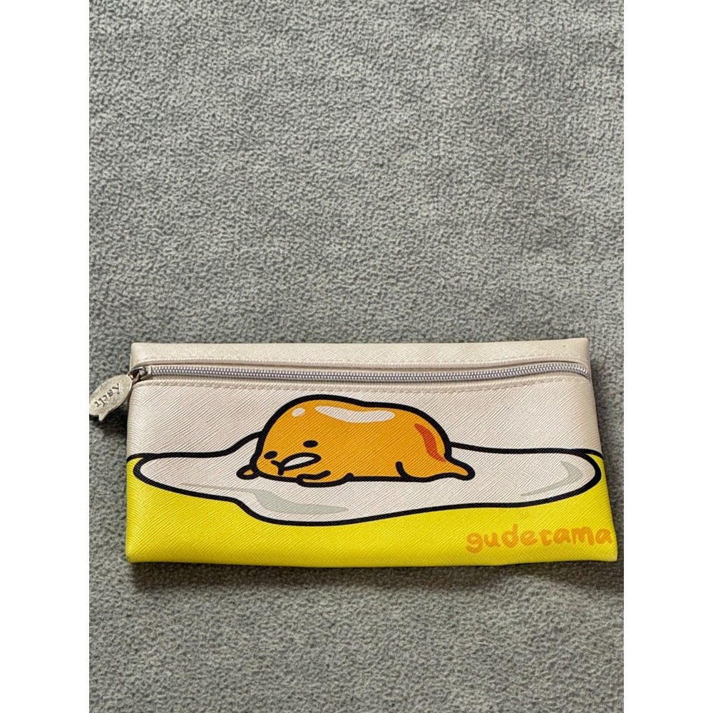 Ipsy Sanrio Gudetama Makeup Bag Yellow White Lazy Egg Cosmetic Pouch Zippered